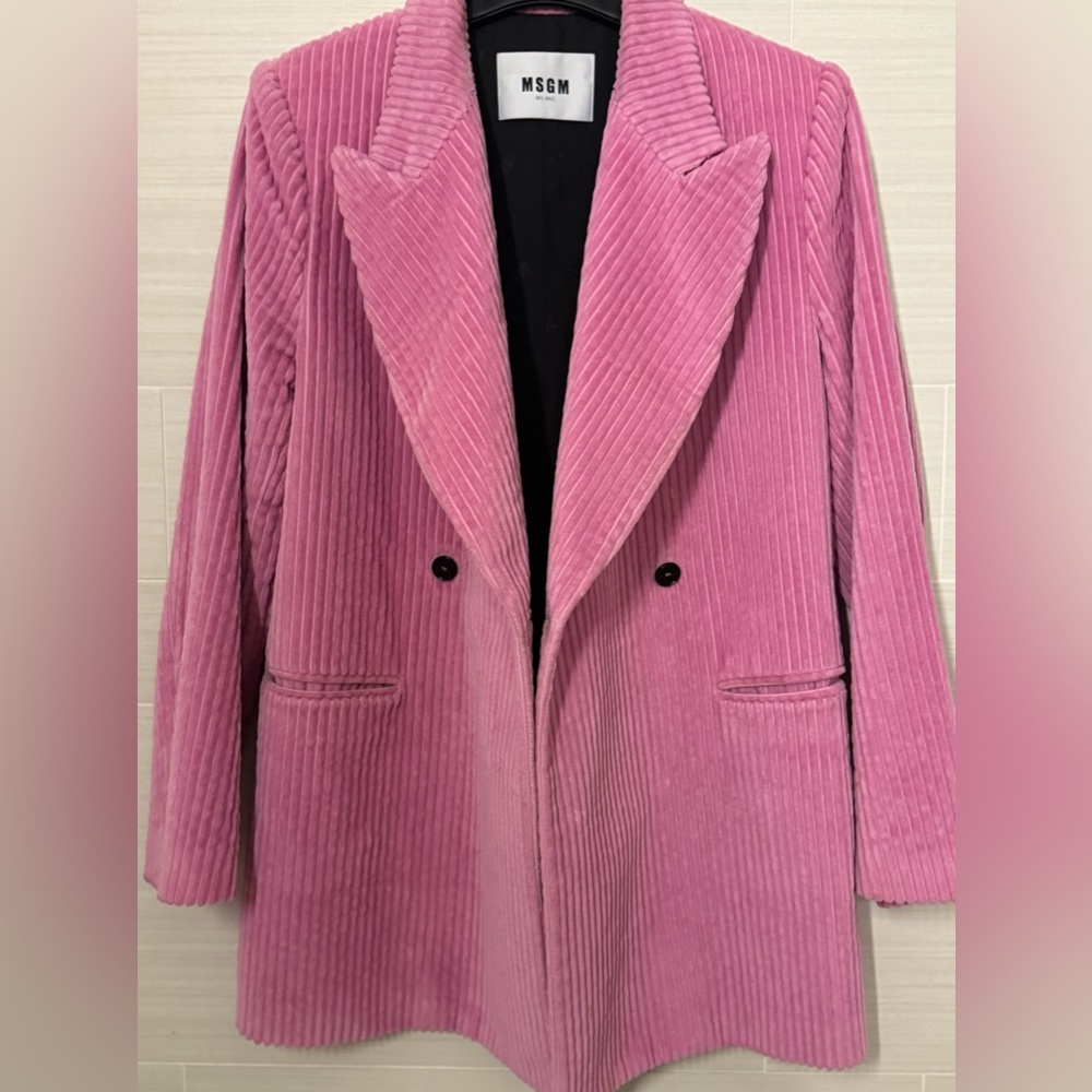 MSGM cotton cord, white double breasted oversized blazer